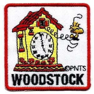 Woodstock jumping out of grandfather clock tick tock clock Embroidered 