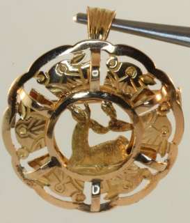 10k yellow gold pendant charm estate antique vintage llama alpaca pin 