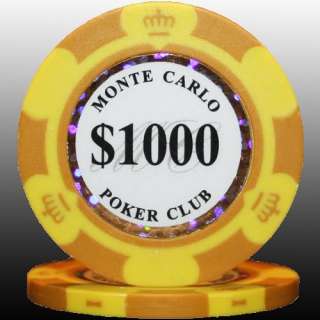50 14G 2 Tone Monte Carlo Poker Club Poker Chips $1  