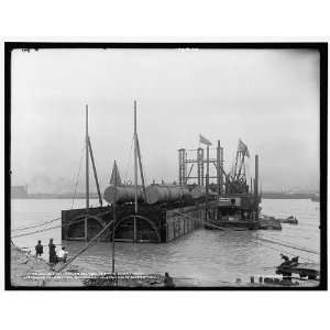  Sinking last tubular section,Detroit River tunnel