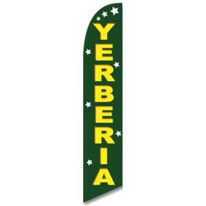 12ft x 2.5ft YERBERIA Feather Banner Flag Set   INCLUDES 15FT POLE KIT 