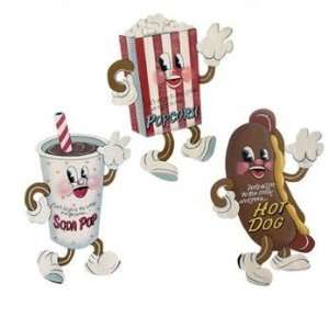 Dancing Popcorn, Drink, Hot Dog Dancing Metal Retro Snacks. All 3 