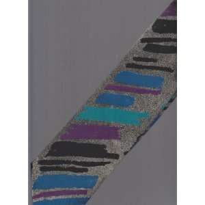   Tie ; Italian 100% Silk Blue Black Artistic Stripe: Everything Else