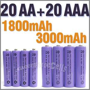 20 AAA 20 AA 1800 3000 mAh rechargeable battery Purple  