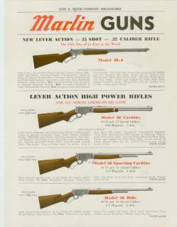 Catalog Page Ad Marlin Guns Over Under Shotguns Skeetking 1939  