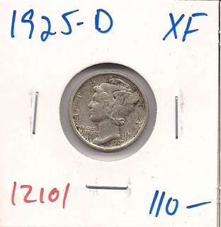 1925 D Mercury Dime Ten Cent Extra Fine #12101  