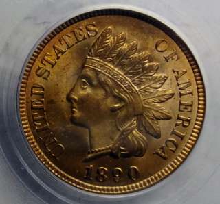 1890 INDIAN ONE CENT PCGS MS64RB, LOOKS ALL RED, VERY, VERY, PRETTY 