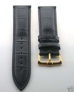 18MM ITALIAN LEATHER WATCH BAND STRAP FOR OMEGA GOLD BLACK  