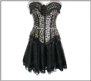 Leopard Burlesque Corset & Skirt Costume PLUS SZ  