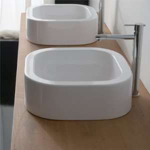   8306 Curved White Ceramic Vessel Bathroom Sink 8306: Home Improvement
