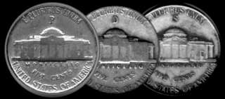 1942 1943 1944 1945 P, D, S Jefferson Silver War Nickel  WWII Buy 7 