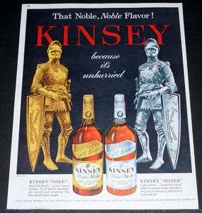 1948 OLD MAGAZINE PRINT AD, KINSEY GOLD & SILVER WHISKEY, NOBLE 