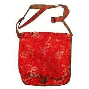  Chinese Red Dragon Brocade Purse 