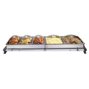 Cadco WTBS 5P Countertop Electric Double Buffet Server   2 Half And 3 