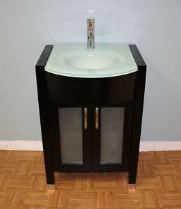 24 Frosted Glass top Modern Vanity Black w/ faucet  