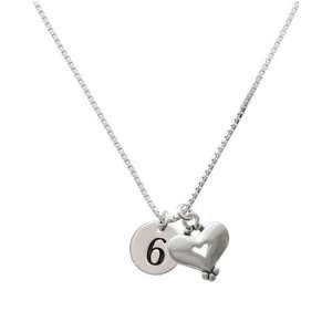  6   1/2 Disc and Silver Heart Charm Necklace: Jewelry