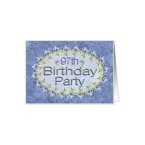  97th Birthday Party Invitations Lavender Flowers Card 