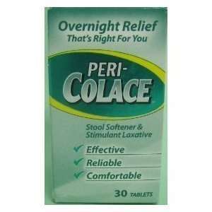  Peri Colace Stool Softner & Stimulant Laxative, 30 Tablets 