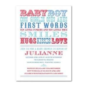  Baby Shower Invitations   Baby Words: Bright Red By Hello 