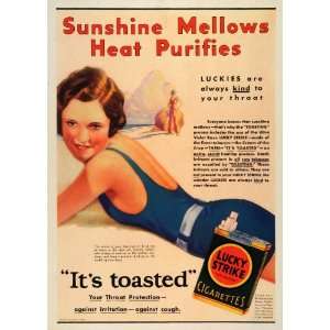 1931 Ad British American Tobacco Lucky Strike Cigarettes Bathing Suit 