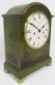   GREEN CHINOISERIE PEERLESS MUSICAL 5 GONG BRACKET CLOCK 1772  