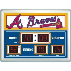  Atlanta Braves MLB Scoreboard Clock & Thermometer (14x19 