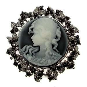   Acosta   Victorian Style   Round Floral Vintage Cameo Brooch Jewelry