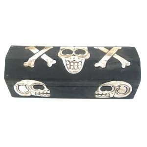 Skull Crossbones Cross Bones Wood Trunk Storage Box 