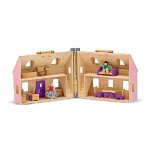   Fold & Go Dollhouse   Melissa & Dougs Wooden Dollhouse: Toys & Games