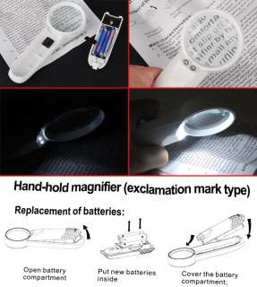 NEW 2 LED 5X Hand Hold Magnifier Magnifying Glass Loupe  