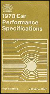 1978 Ford Car Ranchero Performance Specifications Book  