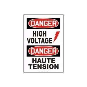   FRENCH DANGER HIGH VOLTAGE (W/GRAPHIC) Plastic Sign: Home Improvement