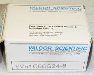 24) VALCOR VALVE 2 WAY NC DIAPHRAGM ISOLATION 24 VDC SV51C56G24 6 