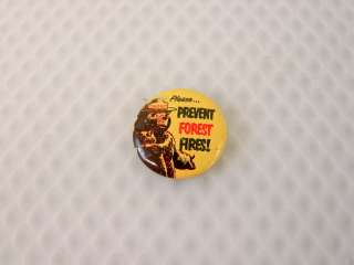 Vintage Smokey Prevent Forest Fires Pin Button Estate  