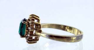 Vintage Estate emerald RING Earrings set gold tone  