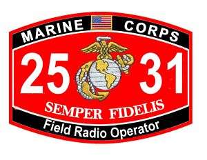 USMC MOS 2531 Field Radio Operator Marine Corps Patch  