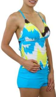  Abstract Tankini Top Boyshort Swimsuit Bathing: Clothing