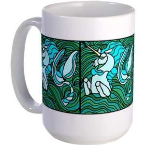  Unicorn and Green Sea Art Large Mug by CafePress 