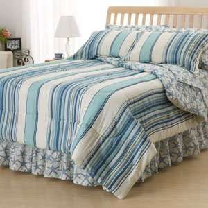 com Nautical Starfish Striped Blue Striped Reversible Full Comforter 