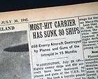 1945 Old World War II Newspaper USS INTREPID Aircraft Carrier KAMIKAZE 