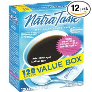Natra Taste Blue Sweetener, 120 Count Packets (Pack of 12)  