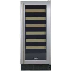 24 Bottle Wine Cooler with Wood Facing Shelves Finish: Stainless Steel