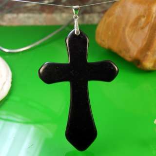 Cool Black Cross Turquoise Stone Beads Pendant Necklace  