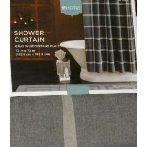  Gray Windowpane Plaid Fabric Shower Curtain Casual Bath 