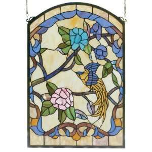   Meyda Tiffany Floral Art Glass Animals Window  65712: Home & Kitchen