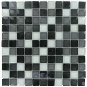  Modern mosaics   1 x 1 crystallized glass tile in black 