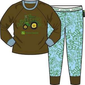   Toddler John Deere Brown and Blue Tractor 2 pc Pajama Set Size 2T 3T