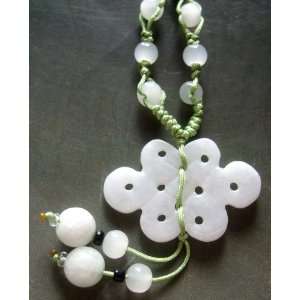  Jade Jadeite Endless Love Knot Beads Pendant Necklace 