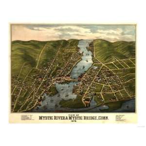 Mystic River, Connecticut   Panoramic Map Giclee Poster Print, 12x16