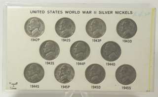   NICKELS  11 United States World War II Silver Nickels    63834